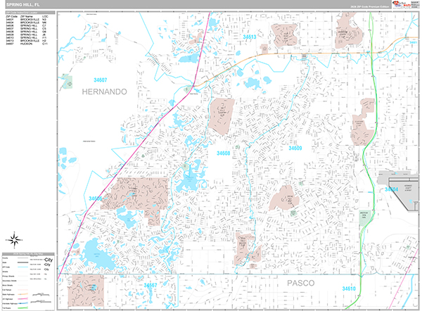 Spring Hill, FL Zip Code Map